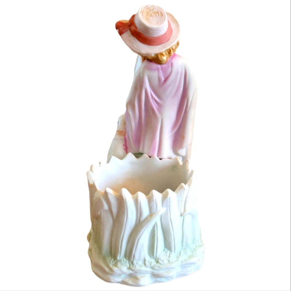Vtg Candrea Sadek Figurine 6485 Women Lady/Dog Pink Cape Blue Dress Flowers - Picture 5 of 8